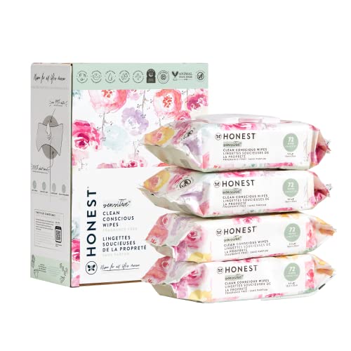 Image of The Honest Company Clean Conscious Wipes | 99% Water, Compostable, Plant-Based, Baby Wipes | Hypoallergenic, EWG Verified | Rose Blossom, 288 Count