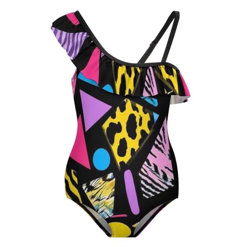 Girl's Floral Ruffle One Shoulder Swimsuit Cute One Piece Bathing Suit