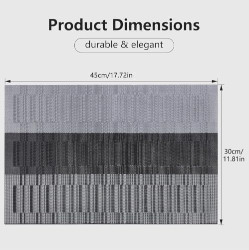 Image of GDNK Washable PVC Heat Resistant Colorful Place Mats for Kitchen Dining Table Mates Washable Heat-Resistant for Dining Table (4 Pack) (Gray)