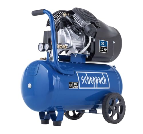 Scheppach Druckluft Kompressor HC53DC | 2200W Leistung | 50L Kessel | 10bar Druck | Ansaugleistung 412 L/min | Druckminderer, ölgeschmiert, Doppelzylinder