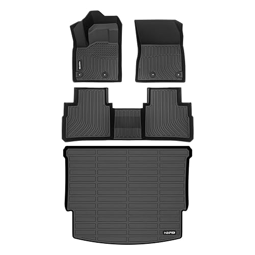 Image of HAFIDI Floor Mats & Cargo Liner Set Fit for 2021-2025 2026 Nissan Rogue | S | SV | SL | Platinum (Not Sport) All Weather Protection TPE Anti-Slip Car Full Set Floor Liners Custom Accessories -Black
