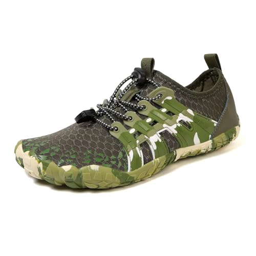 Men's Women's Camouflage Quick Drying Anti Skid Aqua Shoes for Summer Beach Diving Surfing Swimming Cycling Wading Water Sports Dark Green Men 7/Women 8