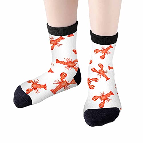 Image of Lobster Crew Socks for Woman Size 6-8 Red Marine Animal Seafood Girls Socks