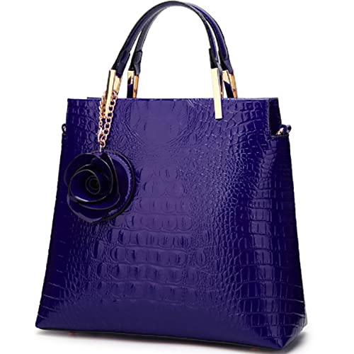 Bolso de mujer con patrón de cocodrilo y asa superior miniatura 1
