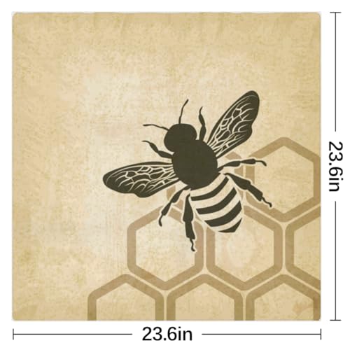 QsirBC Vintage Bee Honeycomb Square Silk Scarf, Summer Head Scarf, Hair Scarf for Women Soft Smoothness for Travel Yoga Handkerchief Shawl Sunscreen Gift 23.6× 23.6 Inches2