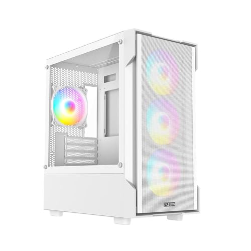 FAZEON F1 650W 80PLUS BRONZE Mesh Bilgisayar Kasası, Beyaz, mATX, 4x120mm Rainbow Fanlı