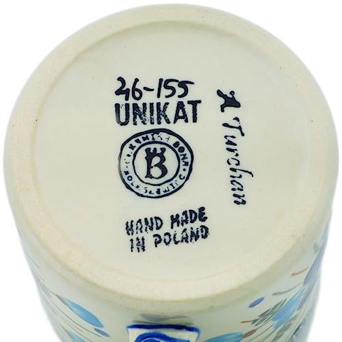 Taza de cerámica polaca artesanal 13 oz azul flor miniatura 4