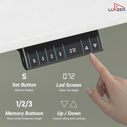 Image of Lukzer Electric Height Adjustable Desk with USB & Type-C Port 3 Memory Preset Advance Controller Ergonomic Work from Home Study Table (EST-003 /UC-White & White /120 x 60 cm) DIY with 3-Year Warranty
