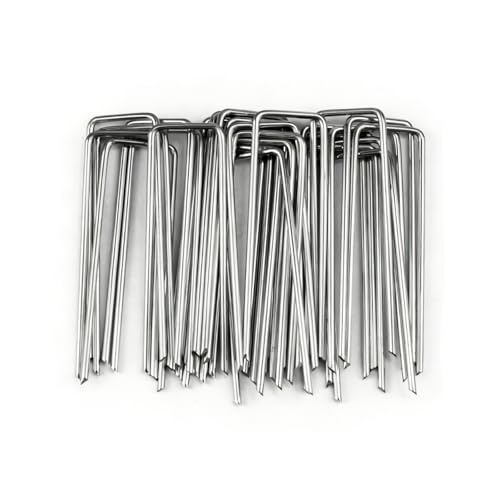 30 Stück Erdanker, 100mm Heringe Erdnägel Stabil, Zeltheringe, Erdanker Bodenanker, verzinkte Krampen für Vogelschutznetz, Zaun Garten, Unkrautvlies, Hühnerzaun, Camping, Gartenvlies(Silber)