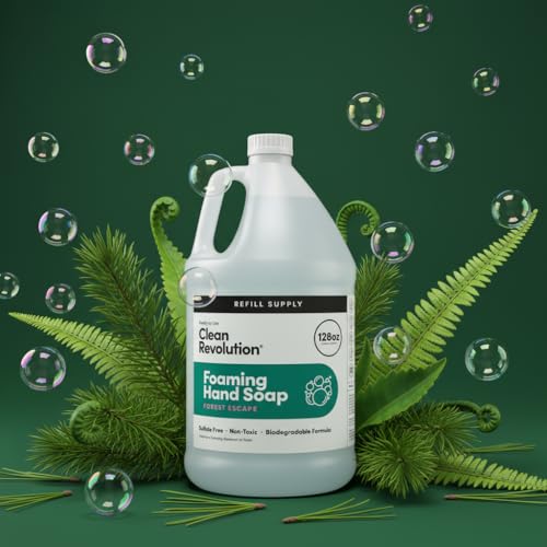 Clean Revolution Foaming Hand Soap Refill Supply Container, Ready to Use Formula, Forest Escape Fragrance, Gluten Free, 128 Fl. Oz
