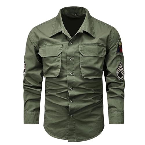 Camisa de exterior con múltiples bolsillos estilo vintage