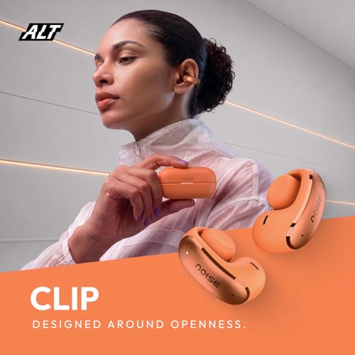 Image of Noise Alt Clip Wireless Open-Ear Earbuds (2026), Hi-Res LHDC Audio, AI-Powered, App Support, Up to 35H Playtime, Secure Clip Design, Quad mic ENC, BTv6.0 (Chosen Orange)