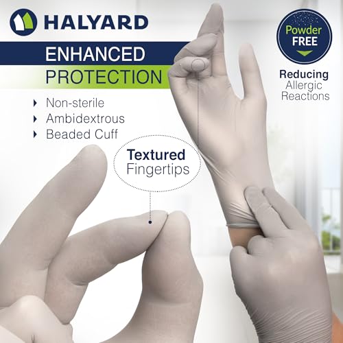 HALYARD Sterling SG Nitrile Powder Free Exam Gloves Disposable 3.7 mil, 9.5 Inches, Gray, Medium, 41659 (Box of 250) - Thumbnail 2