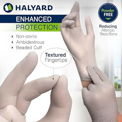 HALYARD Sterling SG Nitrile Powder-Free Exam Gloves, 3.7 mil, 9.5 Inches, Gray, Large, 41660 (Box of 250)