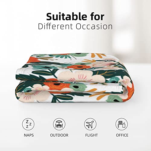 Orange Flowers Large Fleece Throw Blanket 40X60 Inches For Couch And Bed, Soft Warm Flannel Plush Blankets, Lightweight And Decorative #TOP5