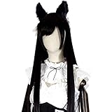 HSIU IJN Atago Game Azur Lane Black Cosplay Wigs Halloween Carnival Azur Lane Costume adult women synthetic Hair wigs (2 Black)