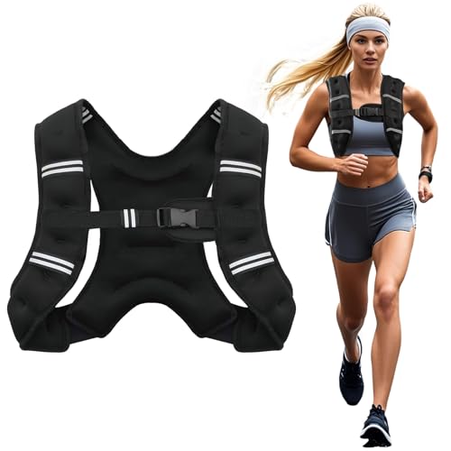 Poudee Weighted Vest 8LB Weight Vest for Men Women Body Weight Vests Adjustable with Reflective Stripe for Strength Training Running Training Workout Jogging Walking - 8LB