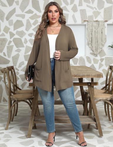 Image of Plus Size Lightweight Cardigan for Women Soft with Pockets 1X-5X