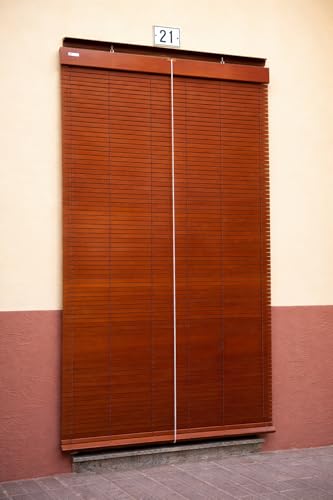 Persiana Alicantina de PVC Enrollable para Exterior de 100x220cm. Persiana Tradicional para Ventanas, Balcones y Terrazas, Protección Solar UV, Fácil Instalación. (Imitación Madera, 100x100)