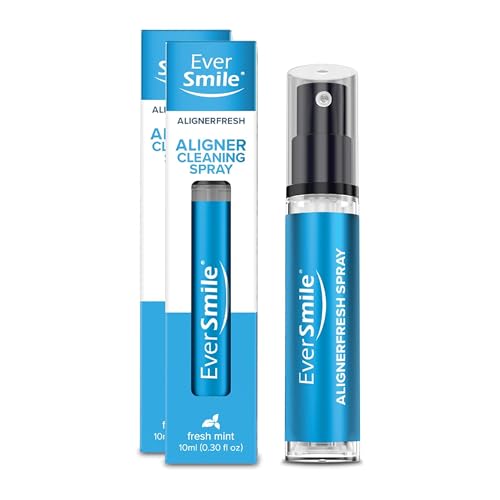EverSmile AlignerFresh Cleaning Spray for Invisalign and All Clear Aligners and Retainers On-the-Go Cleaning & Teeth Whitening Kills Bacteria Fights Bad Breath Mint Flavor 10ml (2 Pack)