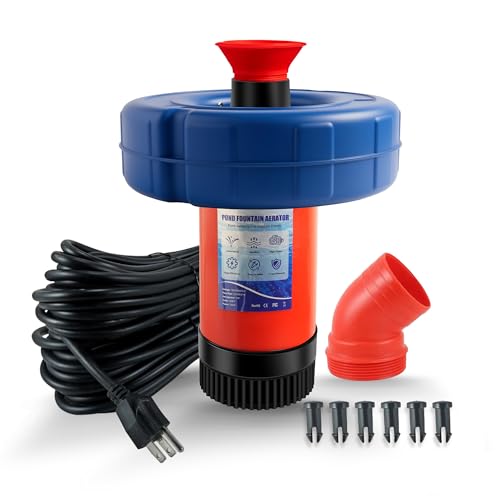 Pond Fountain Aerator 750W, 1HP 15000 GPH Floating Aerating Pump, 120ft Power Cord for Small & Large Ponds & Lakes (120V)