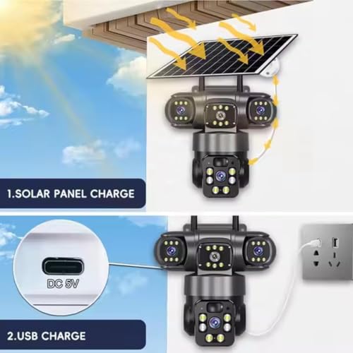 Image of Eyetech 3MP WiFi Light Bulb Camera for Home Indoor | 360 View | Full HD | Color Night Vision |M (3 Lens Solar)
