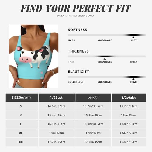 Chaleco deportivo para mujer para yoga y fitness casual con estampado de vaca de dibujos animados 6