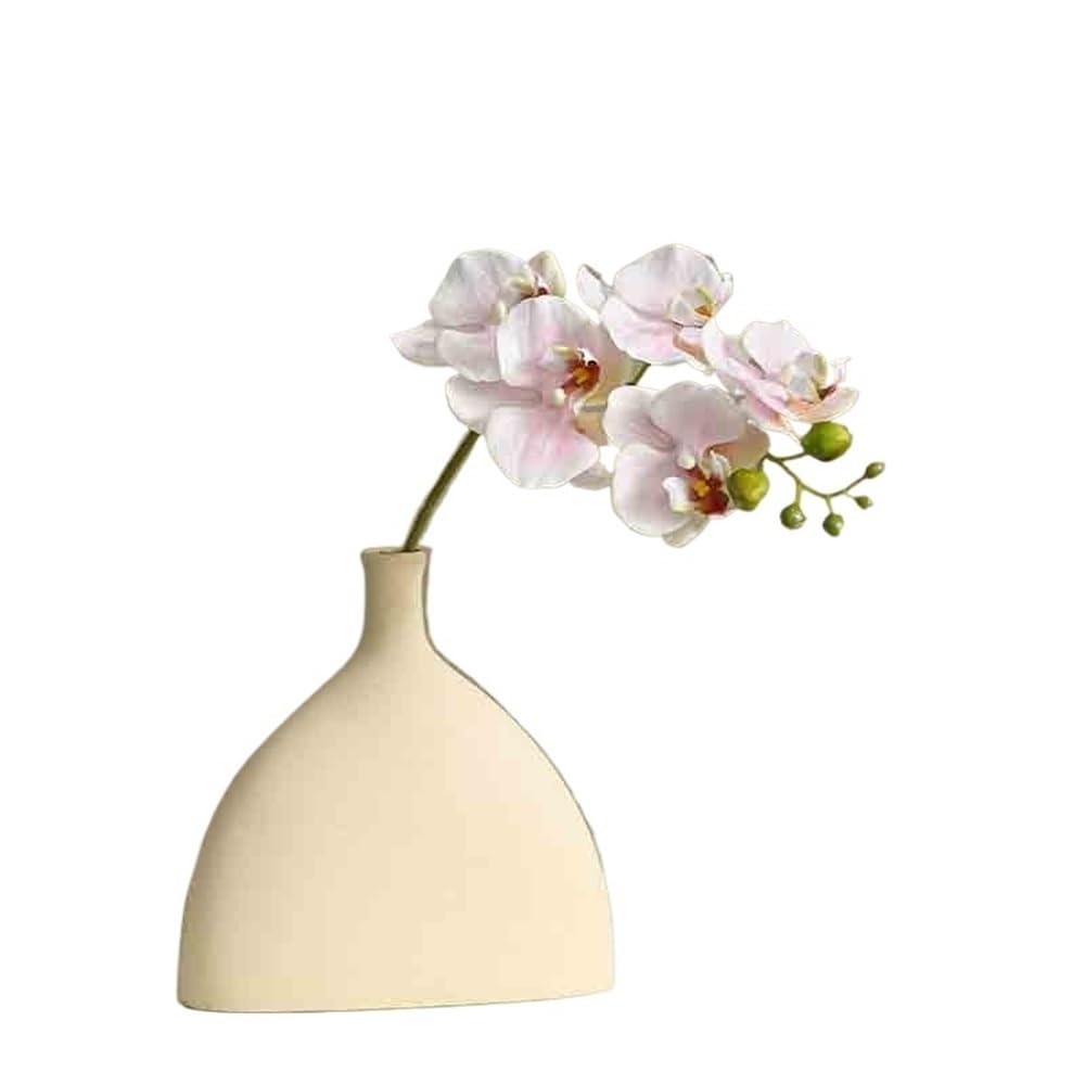 Z4T8M2K6G5 Artificial floral arrangement Single Pink Phalaenopsis Simulation Flower Fake Arrangement with Ceramic Vase for Living Room