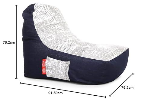 Image of Style Homez Urban Design Denim Canvas Newspaper Printed Chair Bean Bag XXL Size Filled with Beans Fillers