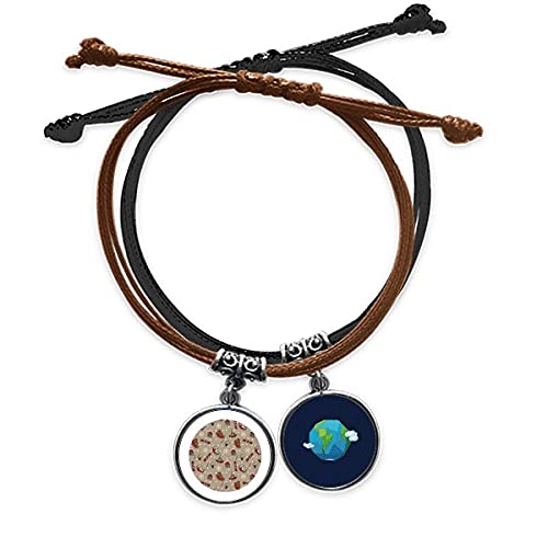 Pulsera cuero tierra con cuerda de mano resistente y dijes de pájaro