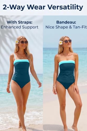 Image of Daci Women Strapless Tankini Tummy Control 2 Piece Bandeau Swimsuit