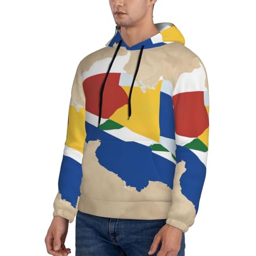 Seychelles Flag Map01 Men'S Casual Sweatshirt Hoodie, Long Sleeve Hooded Pullover With Pocket And Drawstring3