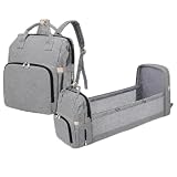 Mochila Maternidade 3 em 1 com Berço Portátil, Impermeável, Compartimento Térmico, 14 Bolsos e Trocador (Cinza)