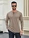 COOFANDY Mens Casual Long Sleeve Henley Shirts Cotton Fashion Button T-Shirts Soft Stretch Tee Shirt Khaki