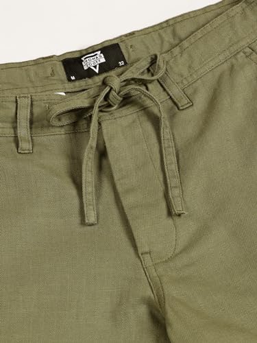 Image of Thomas Scott Men's | Solid | Light Weight | Breathable Fabric | Elasticated Waist | Mid Rise | Regular Fit | Cotton Blend | Button with Drawstring | Chino Trouser | Pants