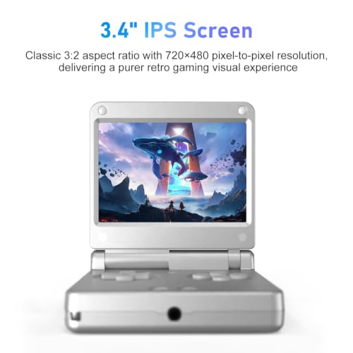 Image of RG SP Retro Handheld Game Console , RGSP Flip Portable Game Console 3.4 Inch IPS Screen H700 Linux 64-bit System Support WiFi Bluetooth 16G SD Card 30+ Game Emulators No Game Preloaded(Platinum)