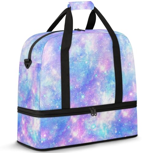 Large Weekender Overnight Bags Galaxy Colorful Abstract Travel Duffel Bag for Women Men Gym Bag With Shoe Compartment Foldie Travel Tote Bag Carry On Personal Item Bag for Travel Gym Sports