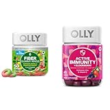 OLLY Fiber Gummy Rings 50ct & Active Immunity+Elderberry Gummies 45ct Berry Flavors Digestive & Immune Support