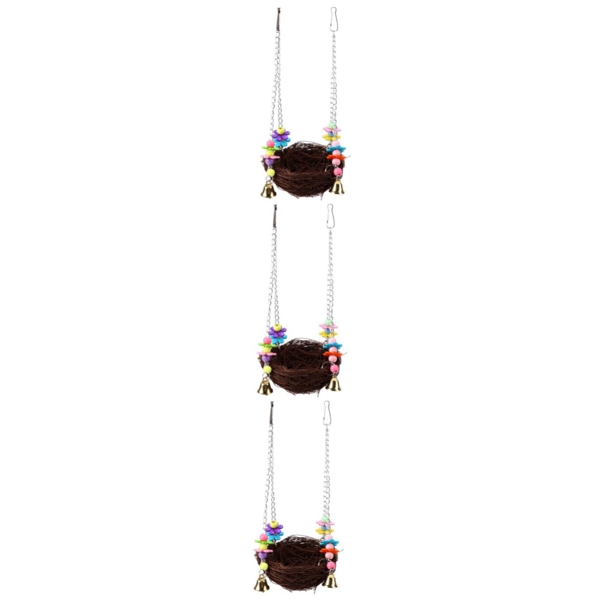 DOITOOL 3 Piezas pequeños Productos para Mascotas Juguete cacatúa Columpio para Loros Nido de para Loros Columpio de ratán Columpio de pájaro Nido de Pájaro el Columpio Jaula Bambú
