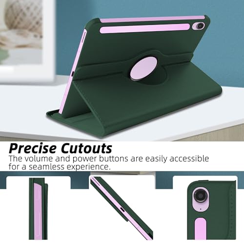 Image of TGK Rotating Cover for Samsung Galaxy Tab S9 FE 10.9 inch Tablet 360 Degree Rotating Leather Flip Case (Dark Green)
