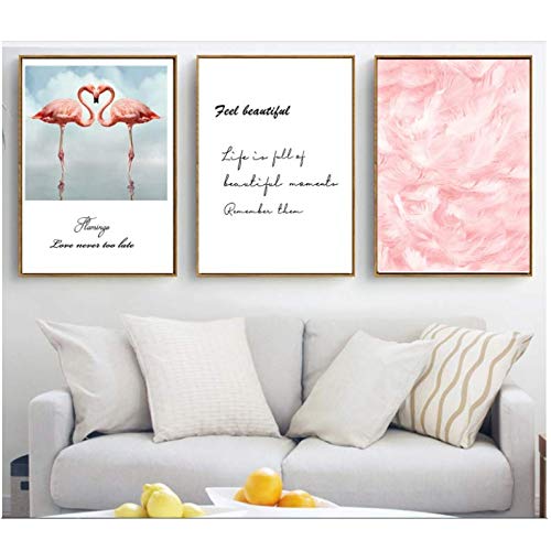 Peintures Affiche Flamingo Plume Toile Inspirante pour Sublimer Votre Intérieur avec Douceur