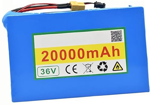 E-Bike Akku 36V 20Ah, 36V 10S2P Ebike Battery Pack, Eingebauter BMS wasserdichter PVC-Akku Mit Ladegerät Rechargeable Li-Ion Battery für 200W 350W 500W 800W Motor 36 V 20 Ah,T