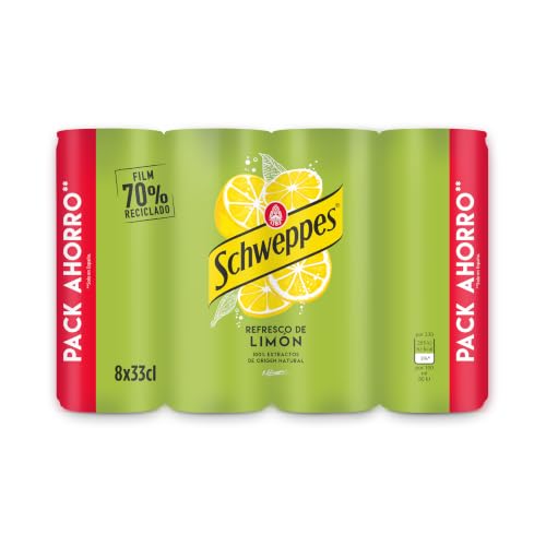 Schweppes Limón, Refresco Bajo en Calorías - Pack Latas 8 x 33 cl