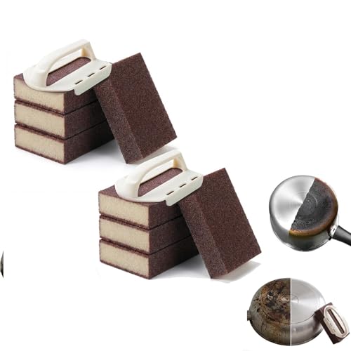 Esponja mágica de limpieza de esmeril, esponja de nano carborundo, cepillo de esponja de esmeril, esponja de limpieza mágica de cocina para eliminar el óxido y limpiar ollas y sartenes (con asa) (8