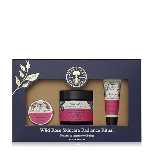 Neal's Yard Remedies Wild Rose Glow Skincare Collection, Skincare Set, Glow Cream, Eye Brightener & Beauty Balm, Cruelty-Free