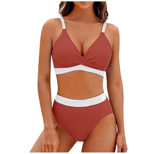 2025 Traje de Dos Piezas Mujer Sexy Bikinis con Cintura Alta con Control Bañador Push Up Transpirable Verano Conjunto Cruzadas Bikini para Mujer Surf Deportiva Vacaciones Hawaiana Playa Fiesta