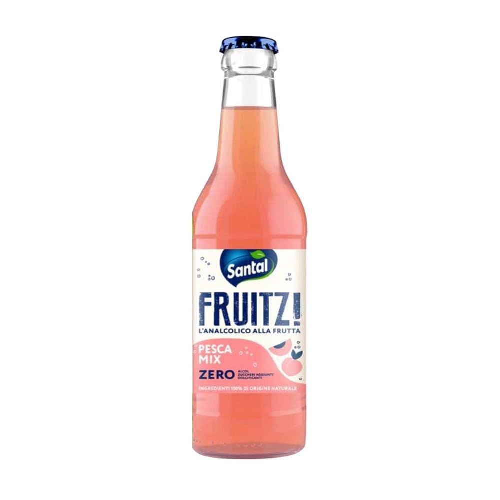 Fruitz Pesca Mix ZERO Analcolico alla Frutta Ingredienti 100% di Origine Naturale Confezione da 12 Bottiglie da 200ml
