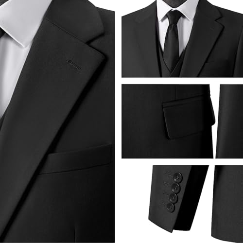 JinXuanYa Mens Suit 3 Pieces Slim Fit Suit for Men Business Formal Prom Tuxedos for Wedding Groomsmen(Blazer + Vest + Pants)4