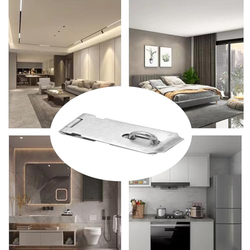Image of 2Pcs Door Hasp Latch Lock,5 Inch 304 Stainless Steel Packlock Clasp Hasp Lock Latch with Screws for Cabinets, Closets