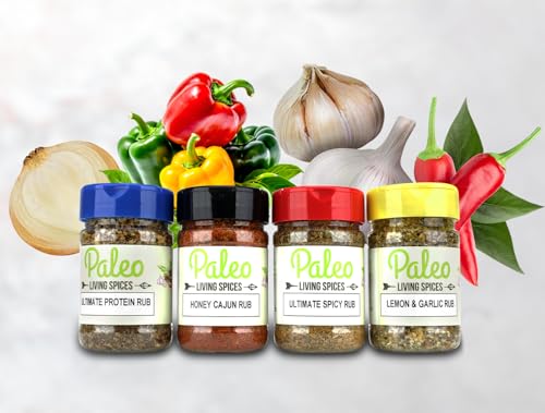 Paleo - Whole 30 - Keto - Vegan- Spice Seasonings by PALEO LIVING SPICES 4 Pack Combo Set for Cooking & Grilling - Clean Spices, Natural Seasonings, Healthy Herbs Spices & Flavor Enhancer